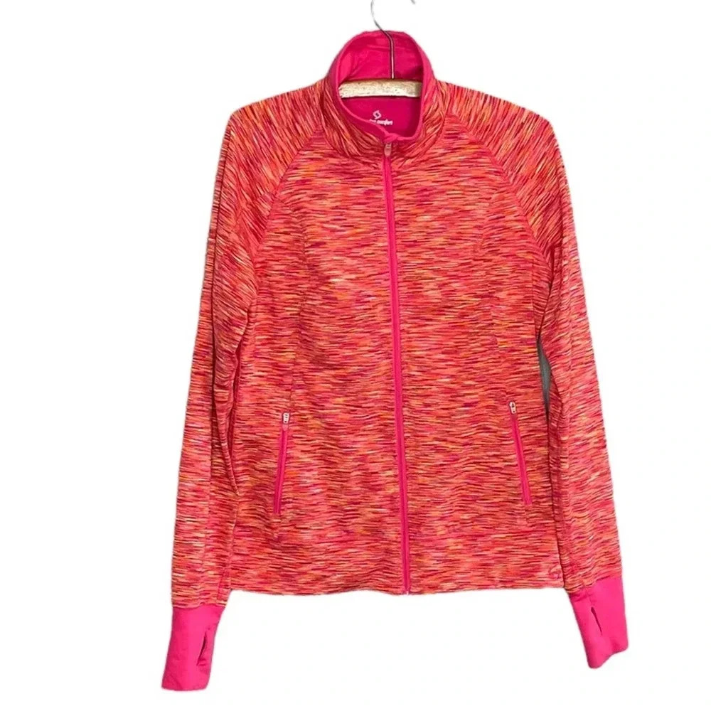 Moving Comfort Women’s Pink Striped Active Jacket Size Medium